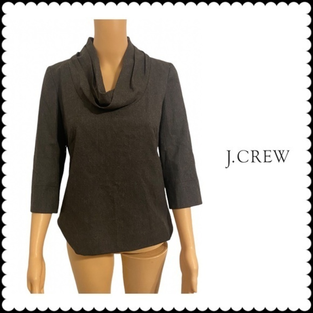 J.Crew Women’s Cowl Neck Gray 3/4 Sleeve Wool Blend Blouse Sz 4